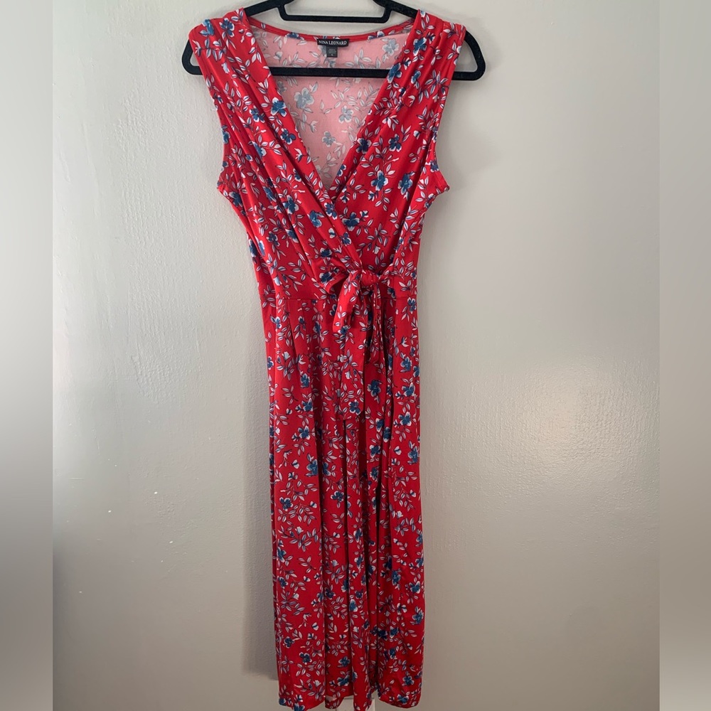 Red floral romper